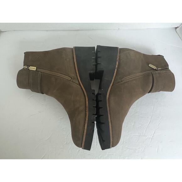 Blondo Waterproof Brown Suede Leather Zip Side Lug Sole Buckle Ankle Boots 11M - Picture 5 of 11